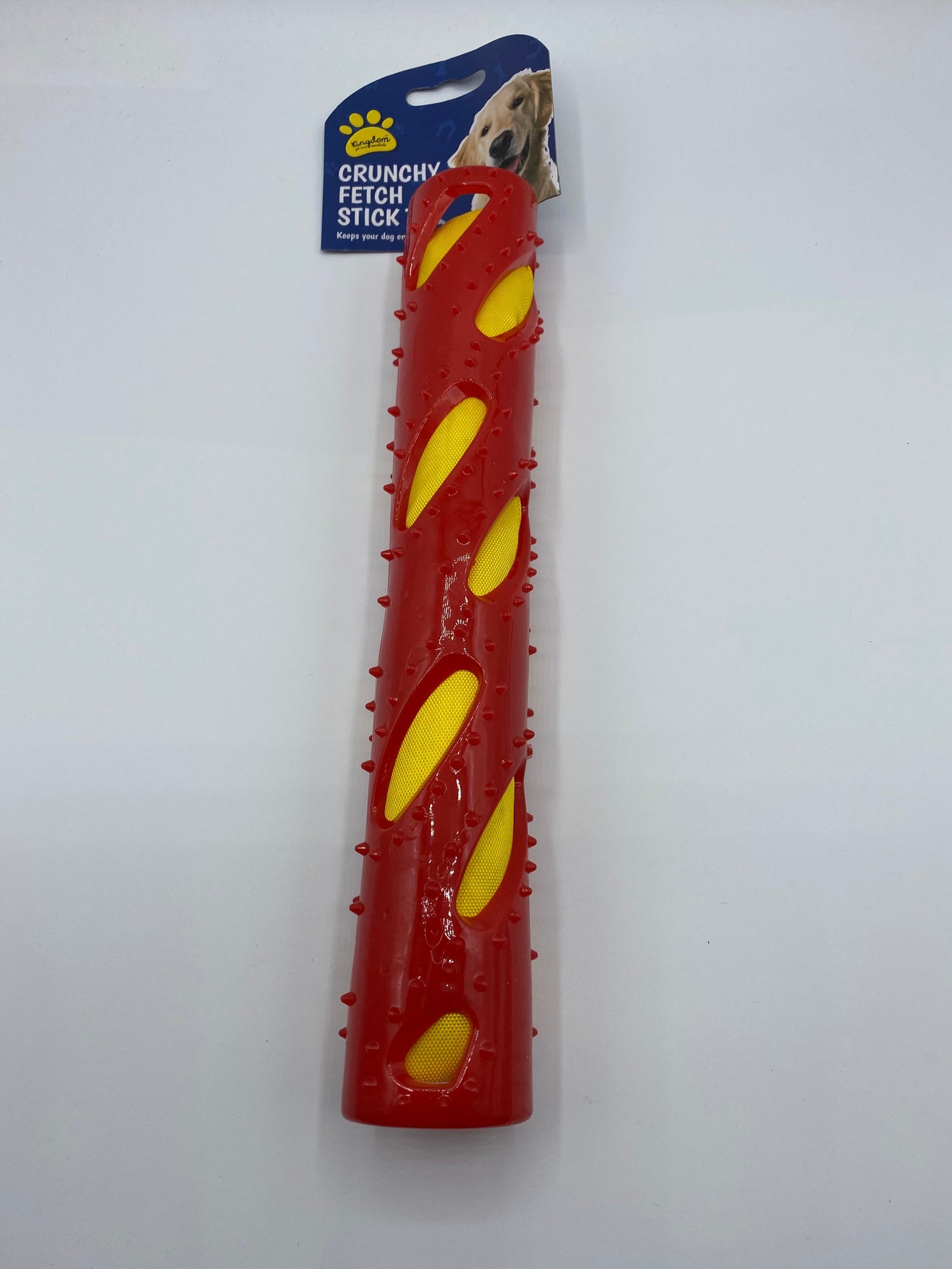 Fetch, Play and Chew Stick Enrichment Dog Toy Two Colours Red and Lime Green Size 30cm Long