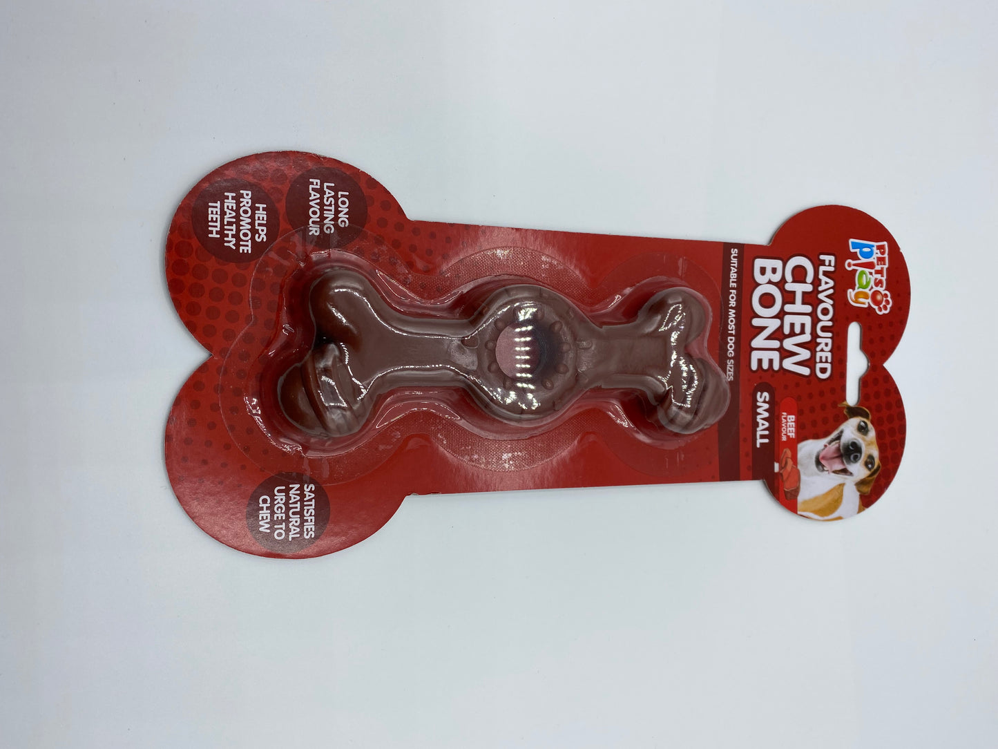 Pets Play Flavoured Dog Chew Bone Beef or Chicken Flavour Size Small