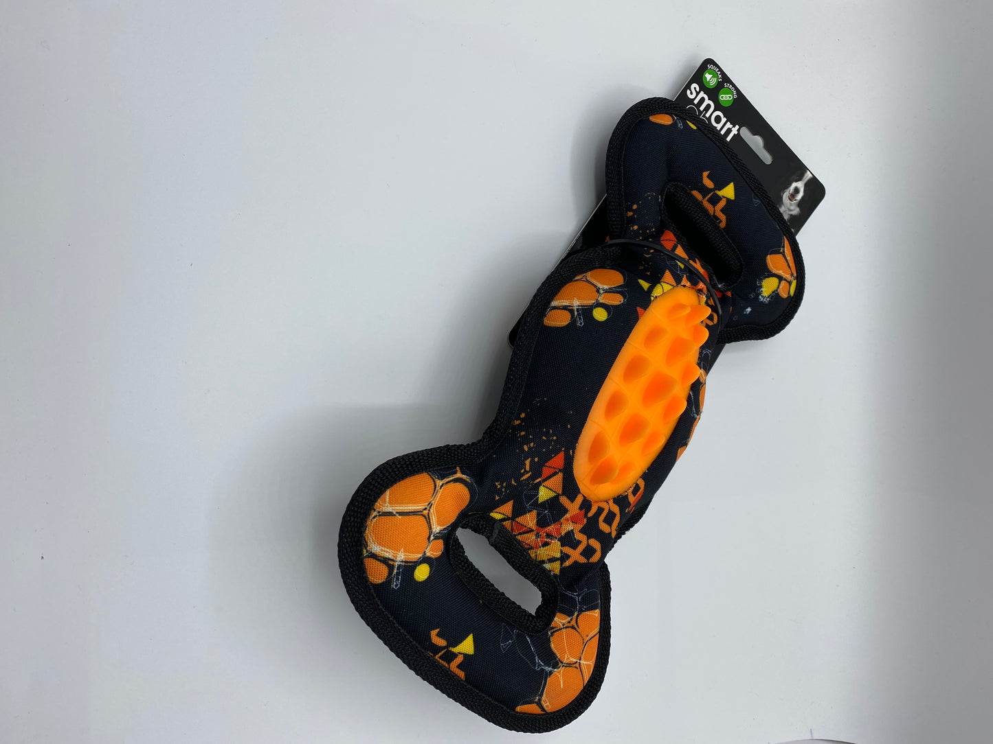 Canvas and Rubber Plush Tug Dog Toy in Black and Orange Size approx 32cm Long