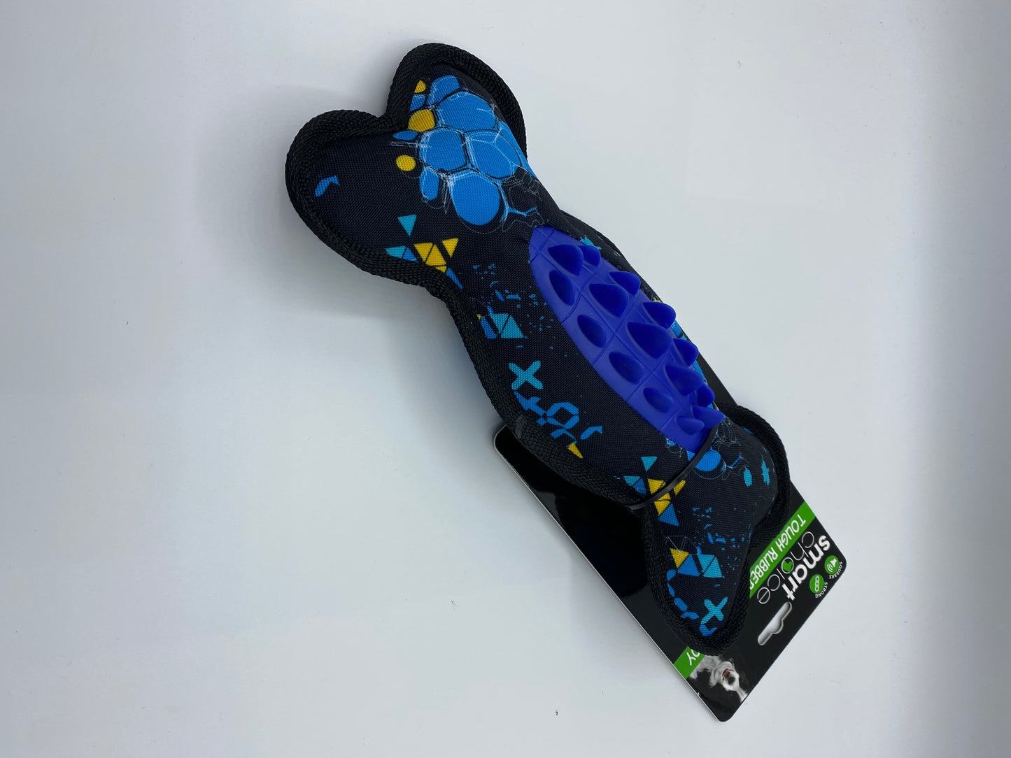 Canvas and Rubber Plush Bone Shape  Dog Toy in Black and Blue Size approx 28cm Long