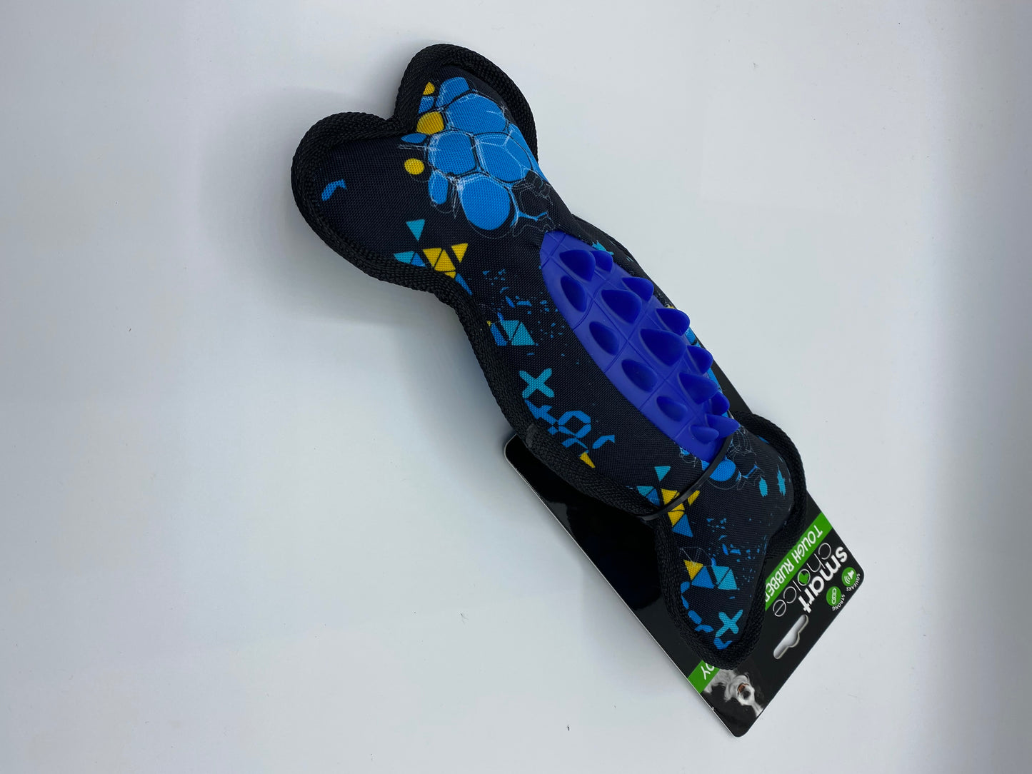 Canvas and Rubber Plush Bone Shape Dog Toy in Black and Blue Size approx 28cm Long