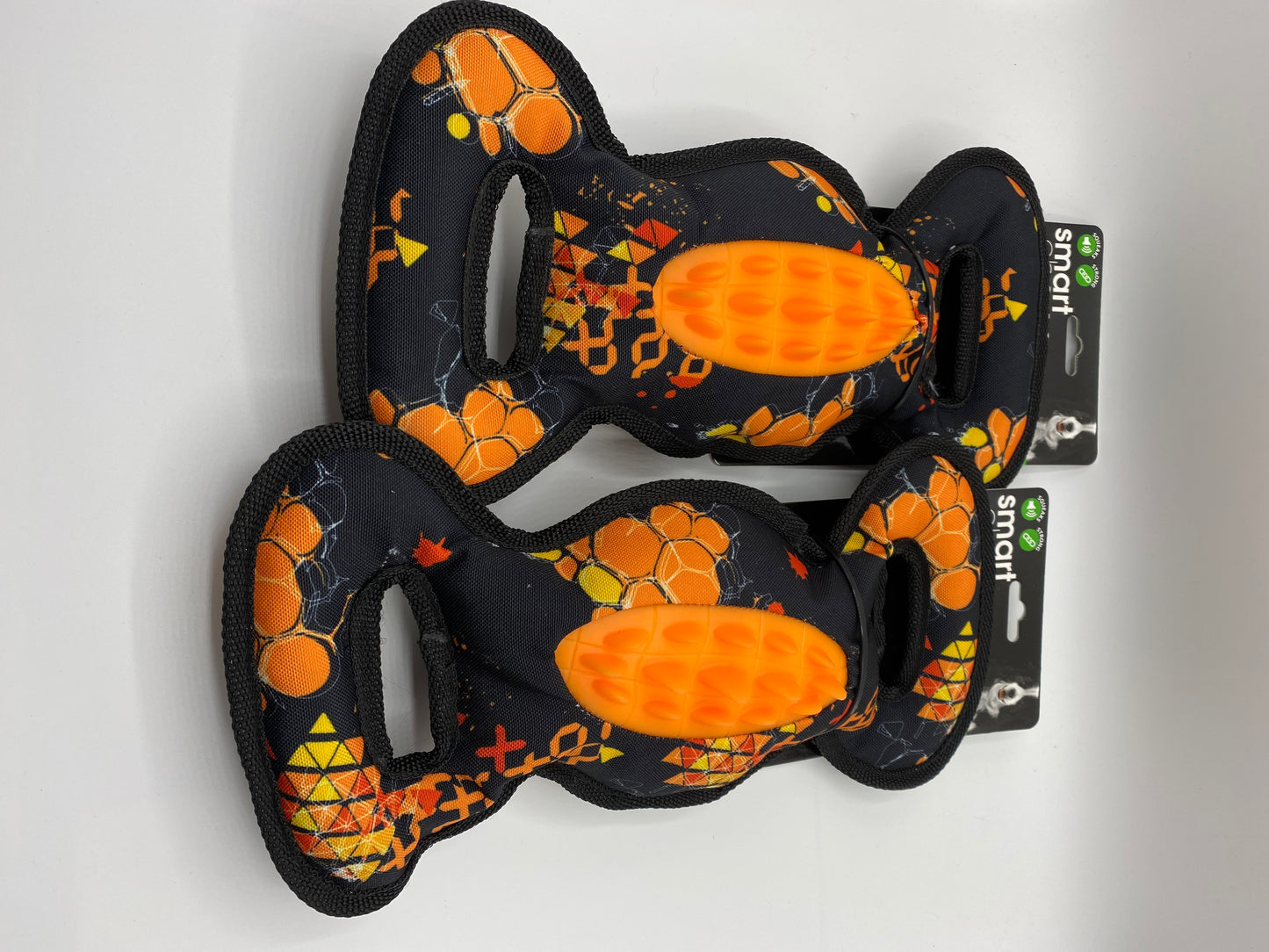 Canvas and Rubber Plush Tug Dog Toy in Black and Orange Size approx 32cm Long