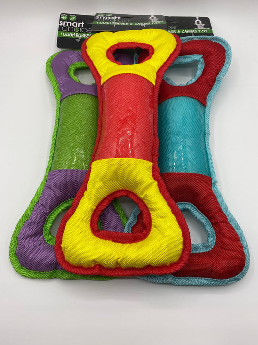 Squeaky Canvas Bone Shape Dog Toy Various Colours Size 36cm