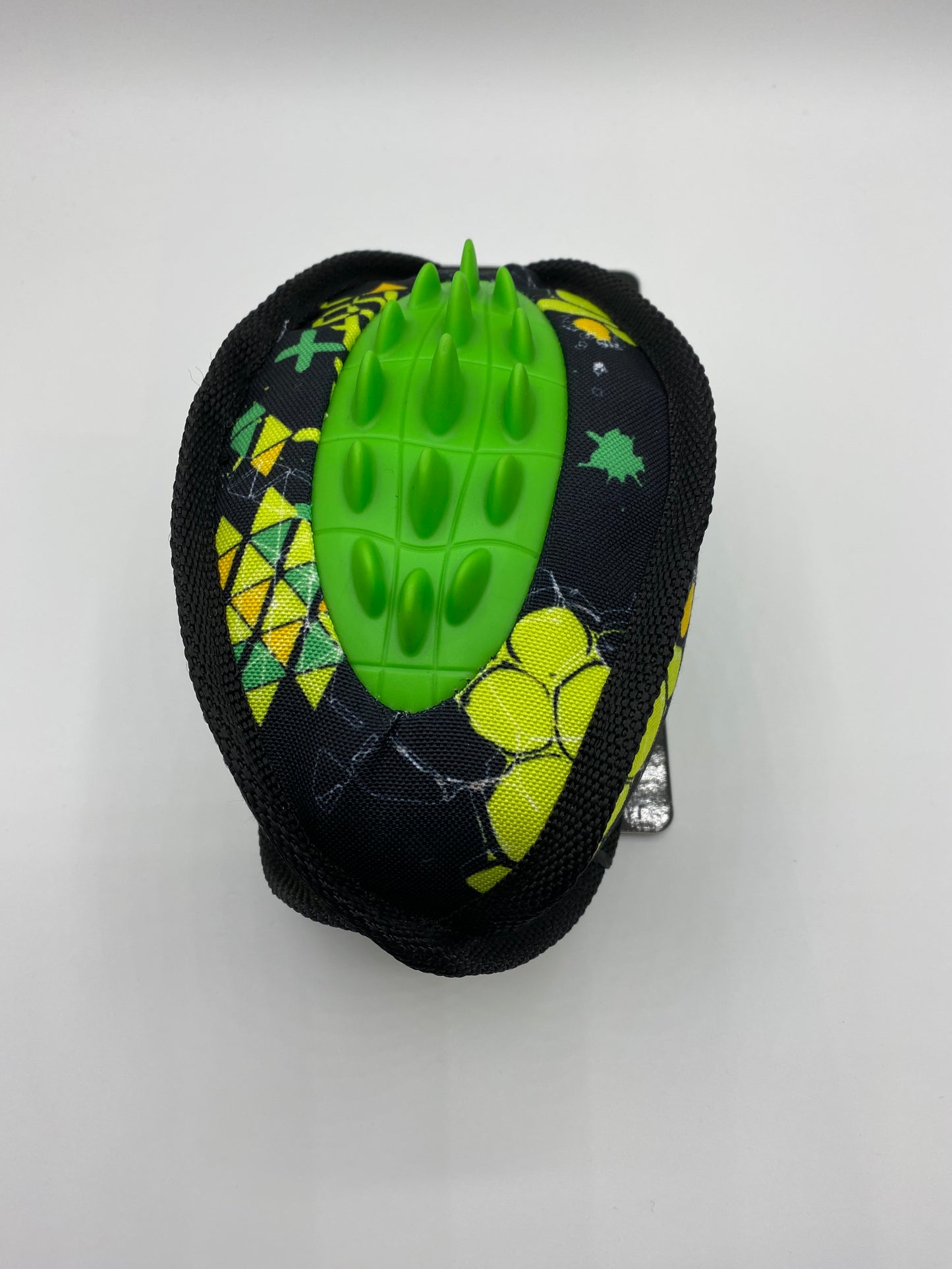 Canvas and Rubber Plush Rugby ball Dog Toy in Black and Green Size approx 20cm Long