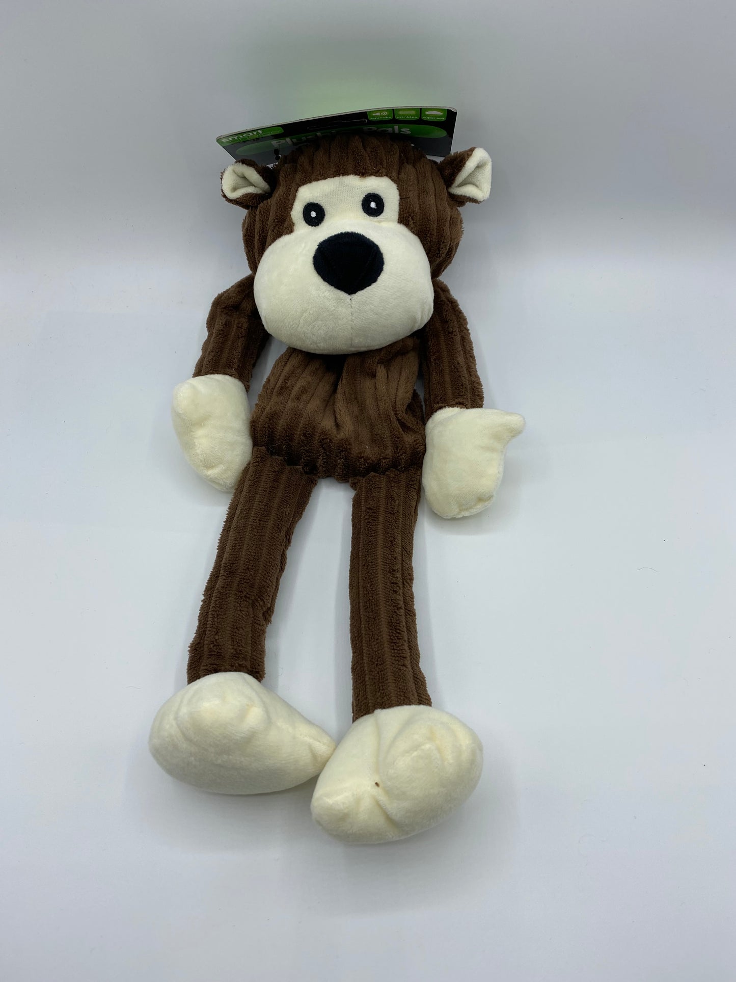 Plush Crinkle and Squeaky Monkey Dog Toy Size approx 35cm in Four Colours