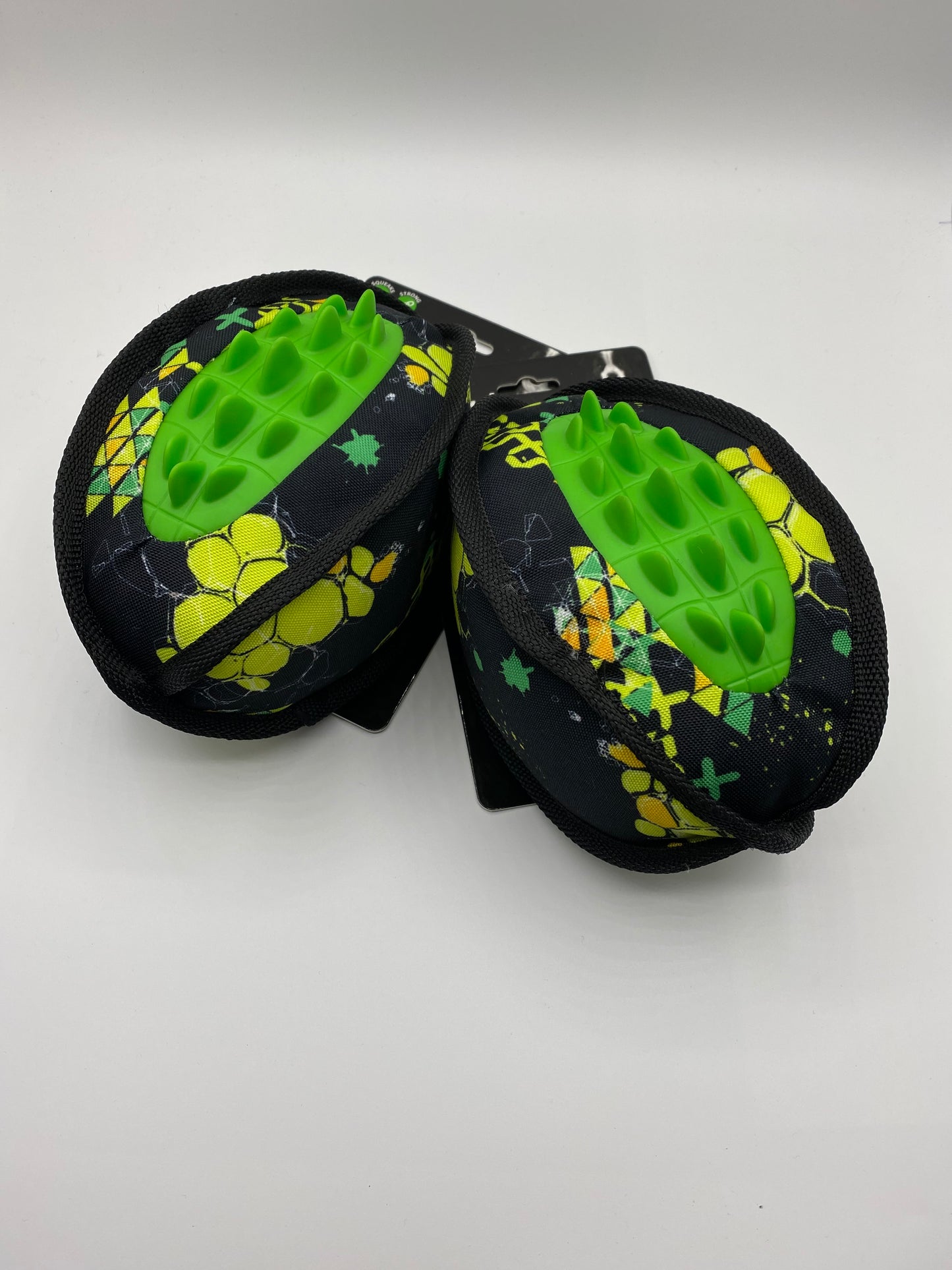 Canvas and Rubber Plush Rugby ball Dog Toy in Black and Green Size approx 20cm Long
