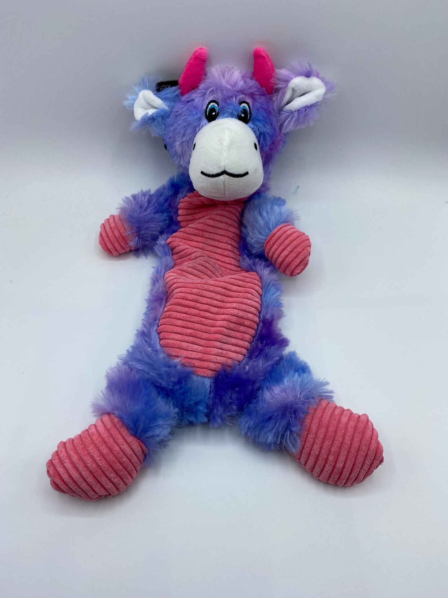 Plush Crinkle Animals with Squeaker Dog Toy in Four Colours Pink,Purple,Yellow and Blue