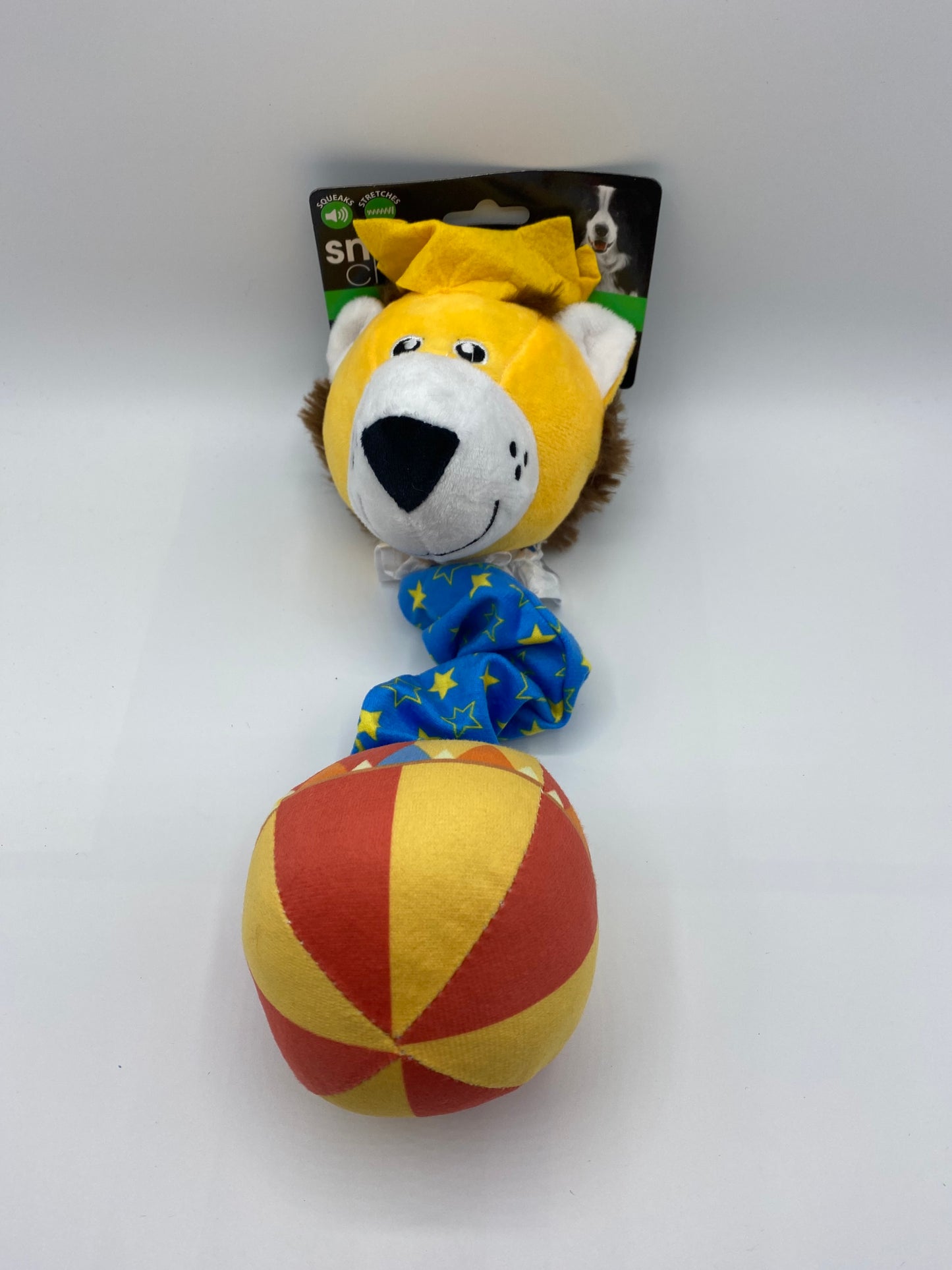 Squeaky and Stretchy Plush Dog Toy Elephant, Lion and Cow