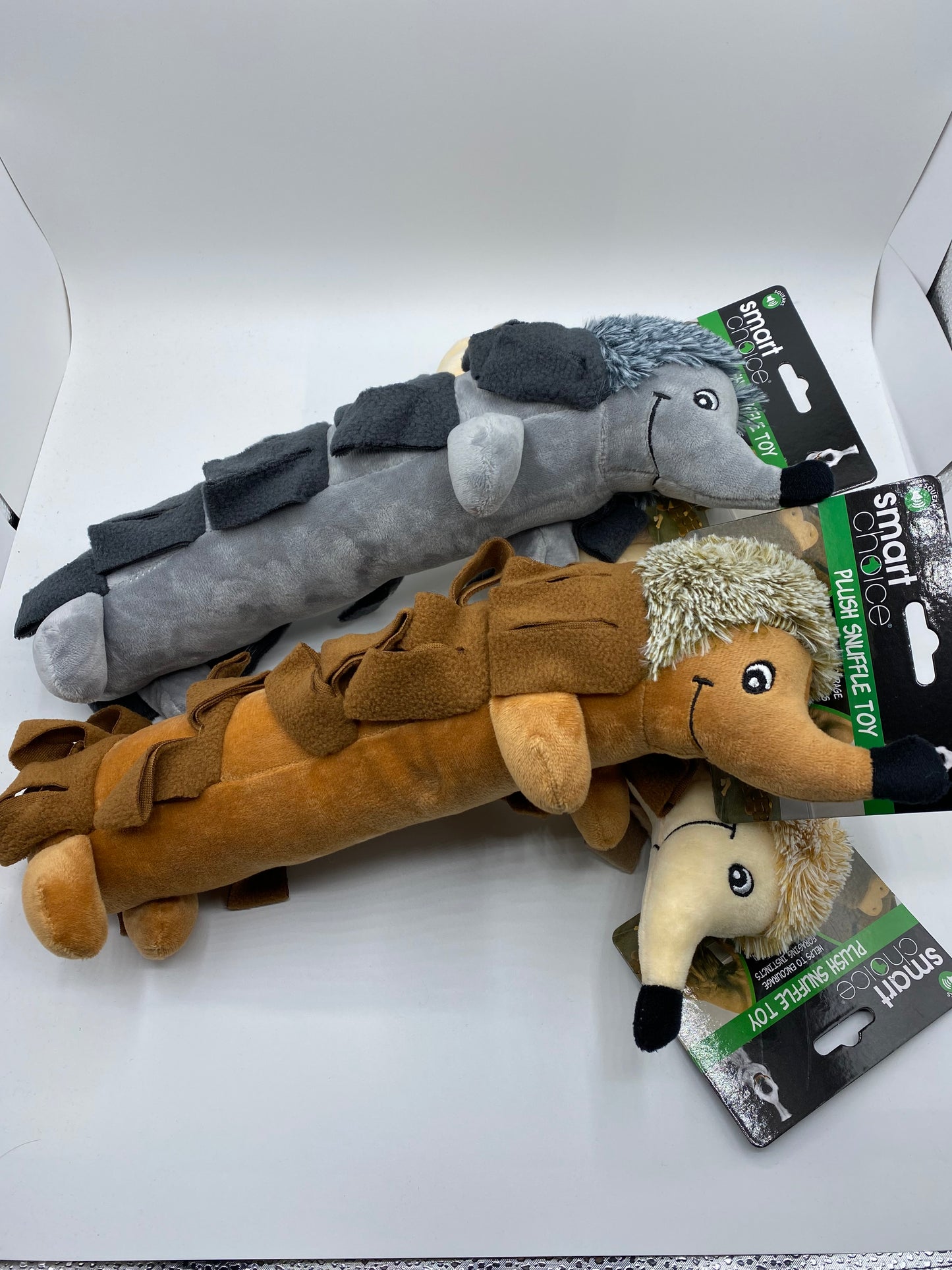 Hedgehog Snuffle Dog Toy Approx 35cm Long in Three Colours Light Brown, Dark Brown and Grey
