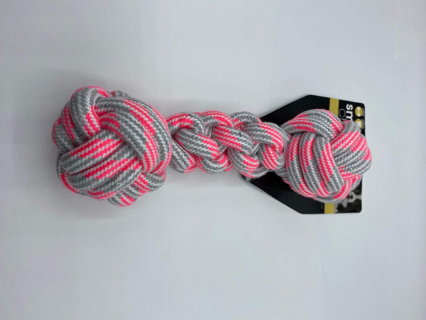 Dumbbell Shape Rope/Tug Dog Toy Size approx 25cm Long in Pink, Yellow and Green