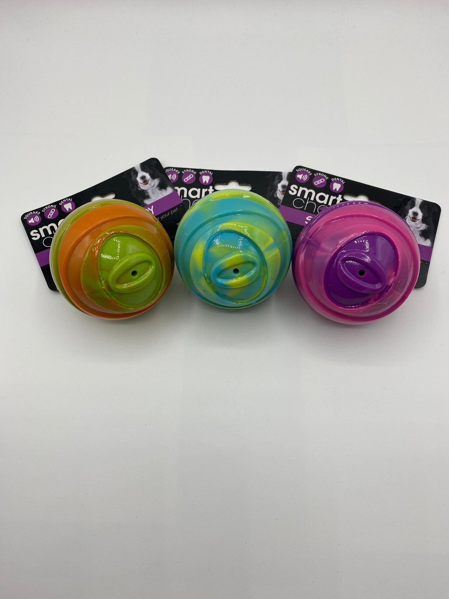 Tie Dye Rubber Squeaky Ball Dog Toy Various Colours