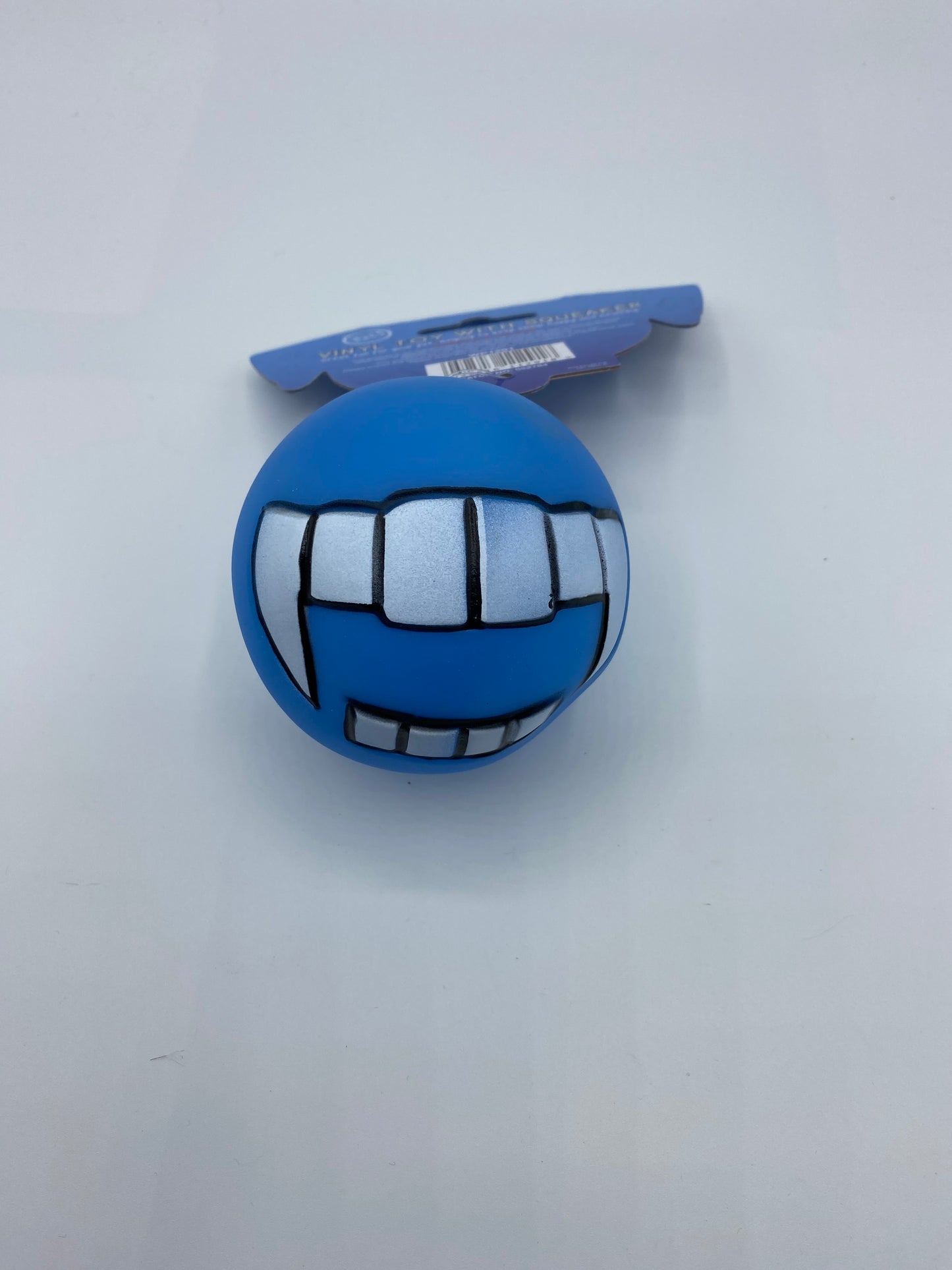 Vinyl Squeaky Dog Ball, Teeth With Fangs Design