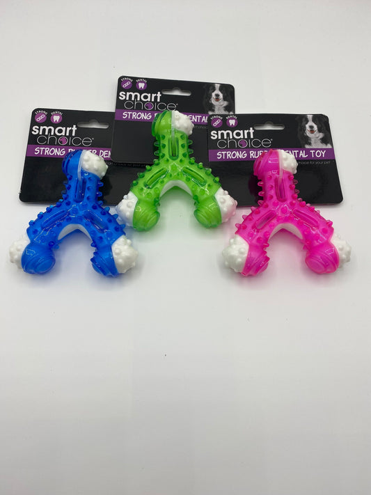 Tough Nylon/Rubber Textured Dental Small Dog Toy Various Colours