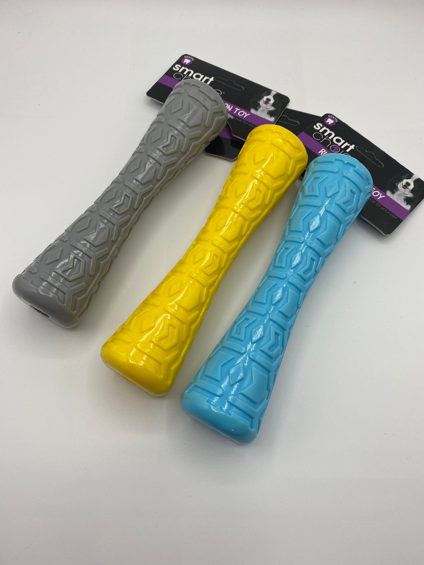 Textured Rubber Baton Dog Toy Various Colours