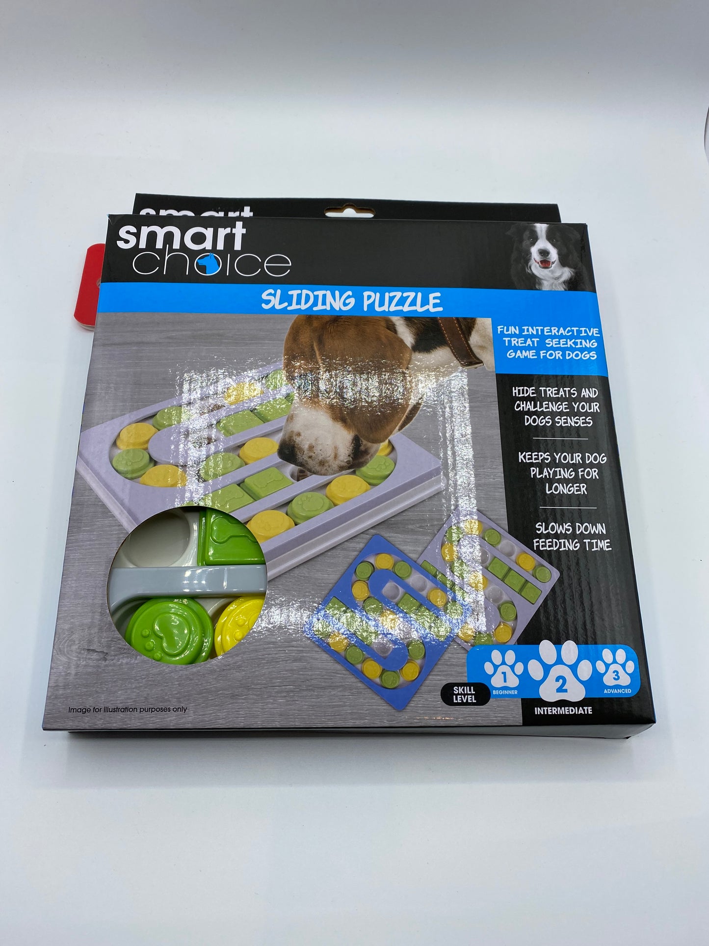 Smart Choice Sliding Puzzle Dog Toy Two Colours Grey and Blue