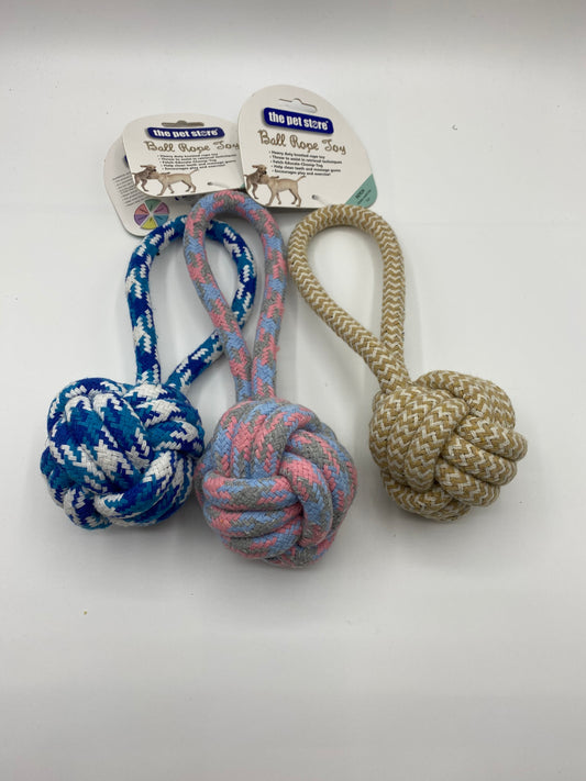 Medium Size Dog Toy Ball Rope Various Colours