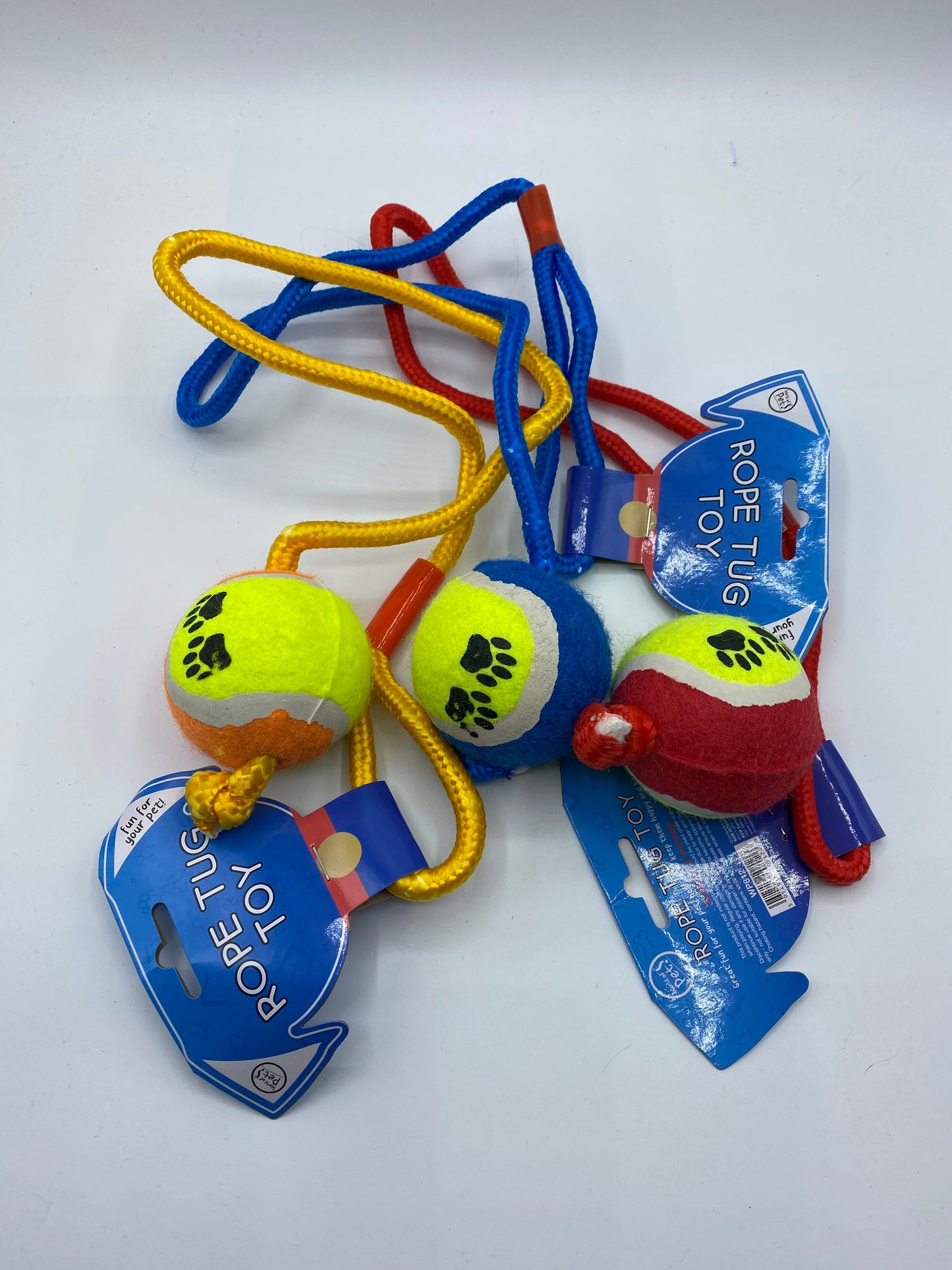 Tennis Ball Tug Rope dog Toy Various Coloures