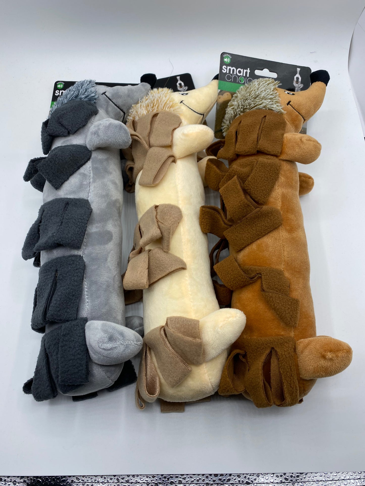 Hedgehog Snuffle Dog Toy Approx 35cm Long in Three Colours Light Brown, Dark Brown and Grey